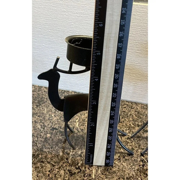 Holiday Christmas Winter 3 Iron Reindeer Tea Light Candle Holders Decoration - Picture 3 of 5